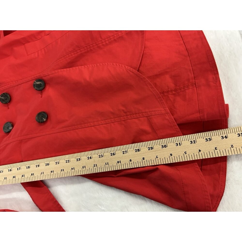Cabi Red Trench Coat Sz 6 Jacket Detachable Upper Double Breasted Belted Convert - Picture 7 of 16